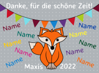 Abschiedsfußmatte Fuchs und Wimpelkette mit Namen in 45x60cm 